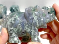 10 Pieces Beautiful Moss Agate Elephant Carving