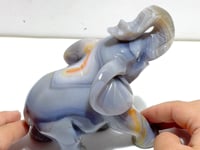 Unique Geode Agate Druzy Elephant Carving