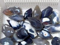 19 Pieces Black Orca Agate Flame Carving #2