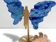 Blue Aura Quartz Cluster Angel Wing Carving With Stand