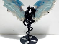 Unique Trolleite Stone Demon And Angel Wing Carving With Stand