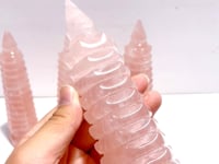 4 Pieces Beautiful Rose Quartz Wenchang Tower 13-level Pagoda