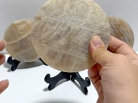 3 Pieces Blue Moonstone Round Plate Home Decor With Plastic Base