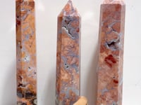 3 Pieces High Quality Large Pink Agate Druzy Geode Tower