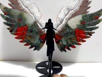 2 Pairs Angel Wing Carving With Stand Africa Blood Stone Morocco Agate