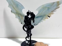 Blue Onyx Demon And Angel Wing Carving With Stand Ornament