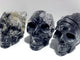 3 Pieces Black Clear Quartz Cluster Skull Carving