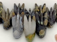 10 Pieces Volcanic Agate Dragon Head Carving Closeout(UV-Reactive)