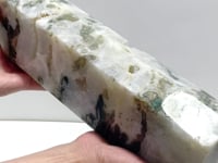 Unique Large Geode Druzy White Moss Agate Point #A03