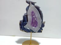 Beautiful Large Amethyst Mixed Geode Agate Flying Dragon Castle Carving With Stand