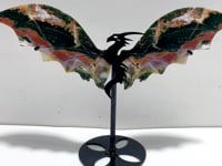 Unique 8th Vein Ocean Jasper Flying Dragon Wing Carving With Stand