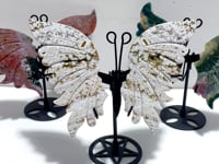 3 Pairs 8th Vein Ocean Jasper Butterfly Wing Carving With Stand #1