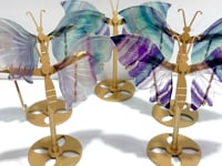 5 Pairs Beautiful Small Fluorite Symmetry Butterfly Wing With Stand
