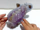 Unique Geode Amethyst Mixed Agate Druzy Elephant Animal Carving #A03