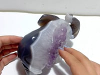 Beautiful Amethyst Mixed Geode Agate Druzy Elephant Animal Carving #A04