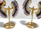 2 Pairs Fluorite Mixed Pyrite Angel Wing Carving With Stand