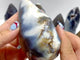 11 Pieces Black Orca Agate Flame Carving #4