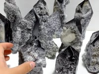 11 Pieces Black Clear Quartz Cluster Raw Side Point Tower