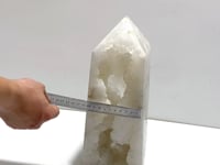 Large Geode Druzy White Moss Agate Four-sided Point