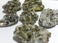 6 Pieces Pyrite Mixed Clear Quartz Cluster Specimen For Collection