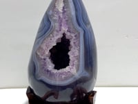 Unique Amethyst Mixed Geode Agate Calcite Dinosaur Egg Shape With Stand