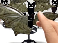 4 Pairs Pyrite Bat Wing Carving With Stand