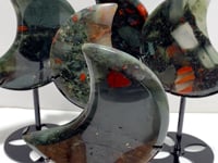 5 Pieces Large Africa Blood Stone Moon Carving With Stand