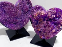 2 Pieces Aura Purple Quartz Cluster Heart With Stand #9