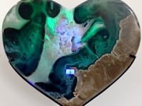Large Geode Druzy Volcano Agate Heart With Stand (UV-Reactive)