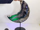 Unique Large Geode Druzy Volcano Agate Moon Carving With Stand(UV-Reactive) #5
