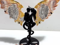 Unique Crazy Agate Demon And Angel Wing Carving With Stand