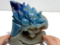 Unique Trolleite Stone Nine-tailed Fox Ox Head Carving
