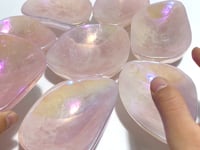 8 Pieces Aura Rose Quartz Bowl Carving