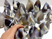 18 Pieces Black Orca Agate Flame Carving #4