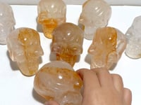 8 Pieces Hematoid Quartz Golden Fire Quartz Skull Carving