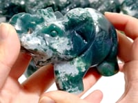 11 Pieces Moss Agate Elephant Carving