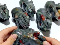 6 Pieces Africa Blood Stone Elephant Carving