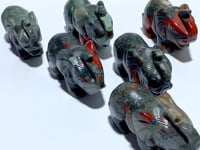 6 Pieces Africa Blood Stone Elephant Carving