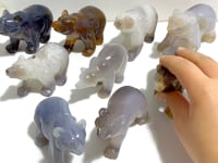 9 Pieces Beautiful Geode Druzy Agate Bear Carving