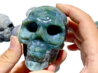 8 Pieces Moss Agate Skull Carving