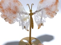Unique Fire Quartz Butterfly Wing Carving With Stand