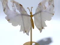 Unique Geode Sakura Flower Agate Butterfly Wing Carving With Stand