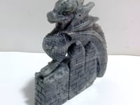 Beautiful Labradorite Flying Dragon Castle Carving