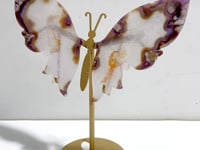 Beautiful Sakura Flower Agate Butterfly Wing Carving With Stand