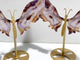 2 Pairs Sakura Flower Agate Butterfly Wing Carving With Stand