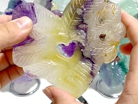 9 Pieces Rainbow Fluorite Heart With Stand