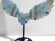 Unique Blue Onyx Heart Wing Carving With Stand