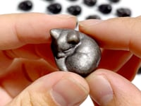 2.4cm Small Silver Sheen Obsidian Sleeping Cat Carving Wholesale