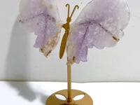 Beautiful Amethyst Mixed Sakura Agate Butterfly Wing Carving With Stand