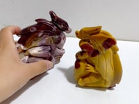2 Pieces Mookaite Flying Dragon Castle Carving